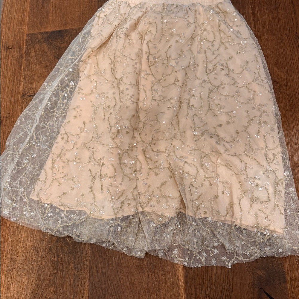 Zara Cream Sequin Midi Skirt for Weddings